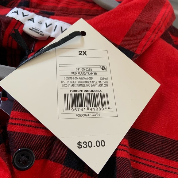 Ava & Viv Vibrant Red Checkered Shirt - Picture 3 of 4